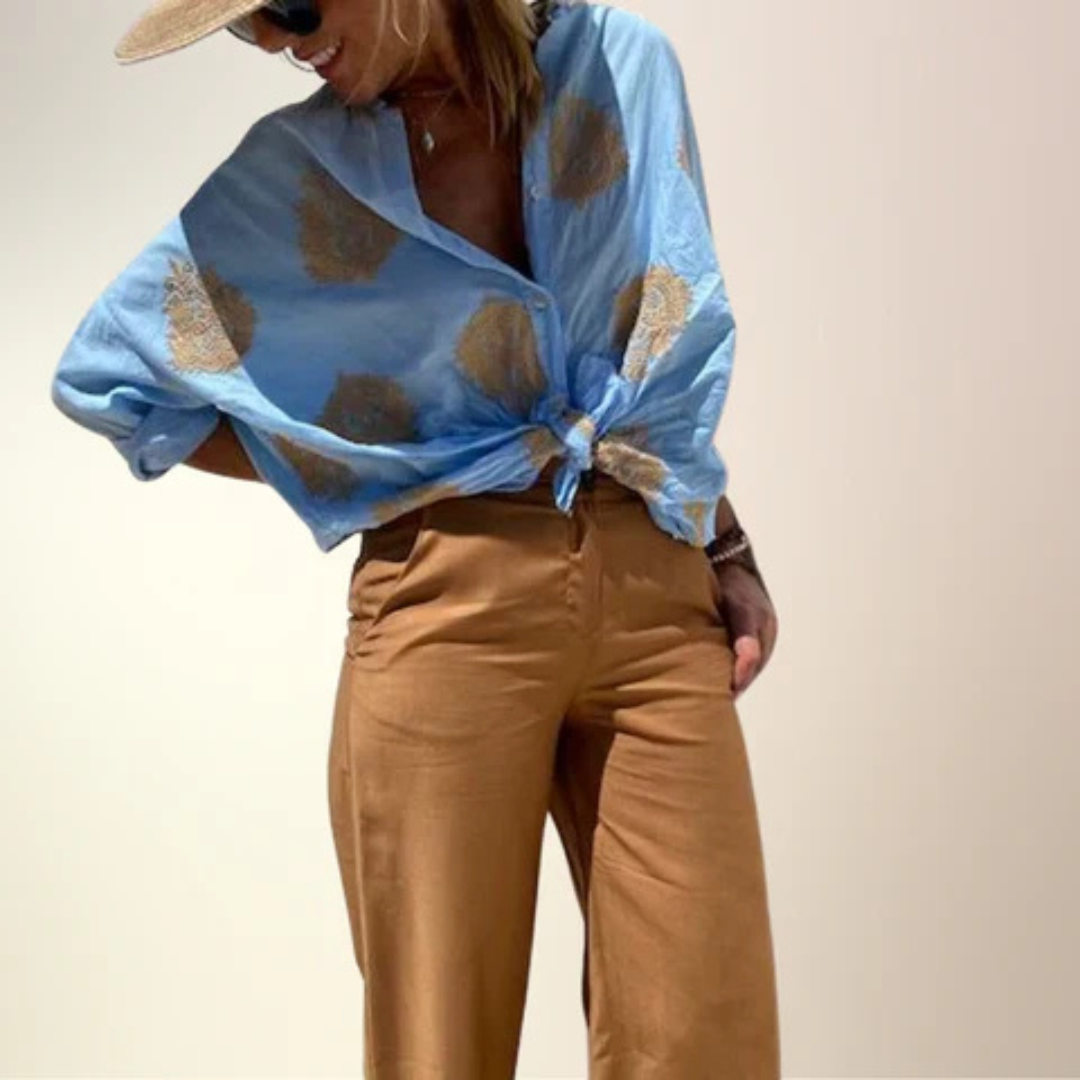 Gábina | Bluză din bumbac elegantă cu guler
