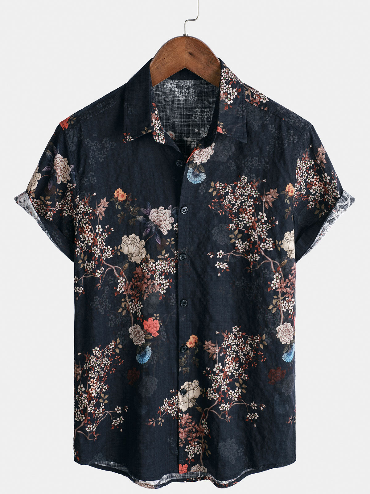 Camasa cu Imprimeu Floral Întunecat