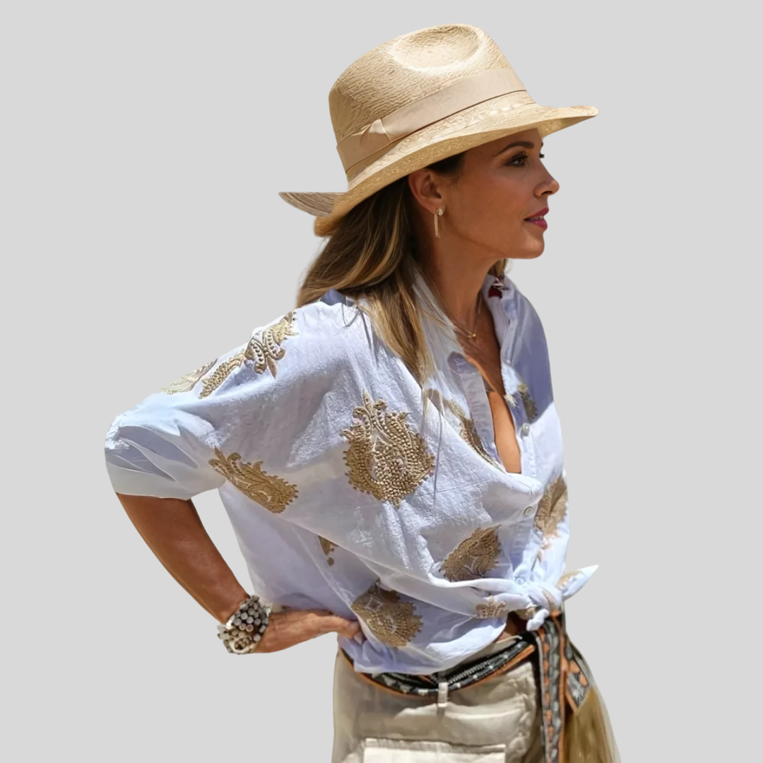 Gábina | Bluză din bumbac elegantă cu guler