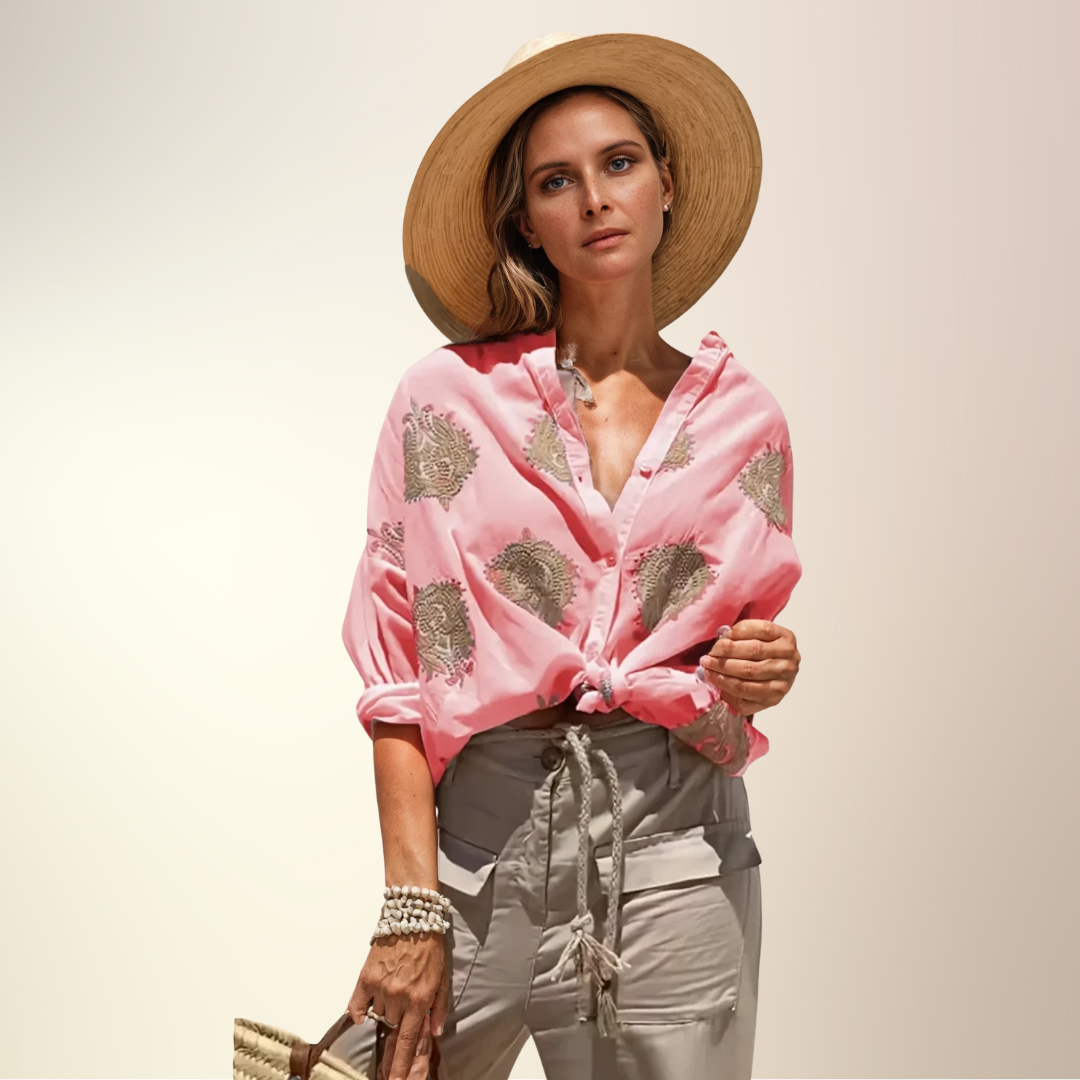Gábina | Bluză din bumbac elegantă cu guler